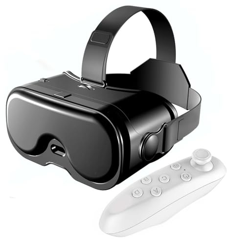 VBESTLIFE Casque VR, Lunettes 3D avec FOV Réglable à 120°, Anti Lumière Bleue, pour Smartphones iOS Android, avec Contrôleur Bluetooth (White)