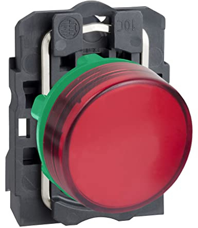 Schneider Electric Harmony XB5 - Pilot Indicator Light, Plastic, Plain Lens, Integral LED, Industrial Control, 22 mm Mount, 230…240 V AC, XB5AVM4, Red