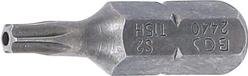 BGS 2440 | Bit | Länge 25 mm | T-Profil (für Torx) mit Bohrung T15 | Antrieb Außensechskant 6,3 mm (1/4) | Chrom-Vanadium-Stahl (S2)