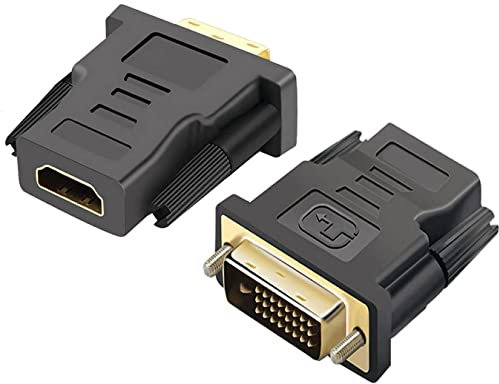 Pjp Electronics convertitore adattatore da DVI maschio a HDMI femmina placcato oro 24 + 1 pin DVI-D a 19 pin adattatore convertitore HDMI 1080p Full HD (2 pezzi)