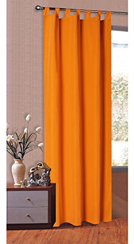 1er Set Vorhang Blickdicht Matte unifarbene Gardine mit Schlaufen. Aus edlem Microsatin Micofaser-Gewebe., 225x140, Orange, 20400