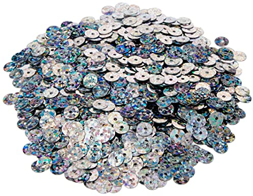 Efco rund flach Pailletten, Silber Hologramm, 6 mm, 40 g, 4000-piece