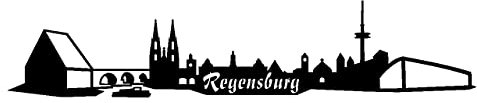 Skyline4u Aufkleber Regensburg mit Sehenswürdigkeiten in 8 Größen und 25 Farben (100x21cm schwarz)