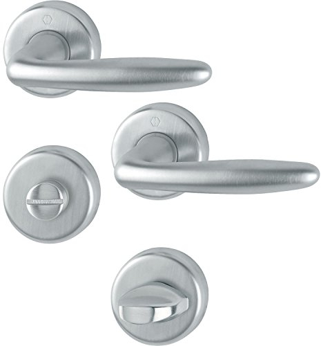 5x HOPPE Drückergarnitur ROISSY - auf Rosette WC, für Türstärke 39-47mm, Messing verchromt