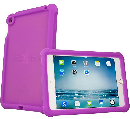 TECHGEAR Coque Bumper pour iPad Mini 5 2019, iPad Mini 4 - Coque de Protection Caoutchouc Résistante aux Chocs avec Bords et Coins Renforcés + Film de Protection [Violet]