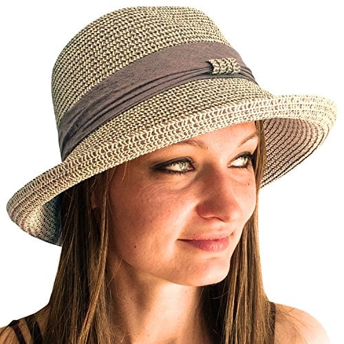 TOSKATOK® Damen-Damen-Einstellbarer Sommer-Sonnenhut Mode Faltbarer Roll-Brim Trilby-Bowler
