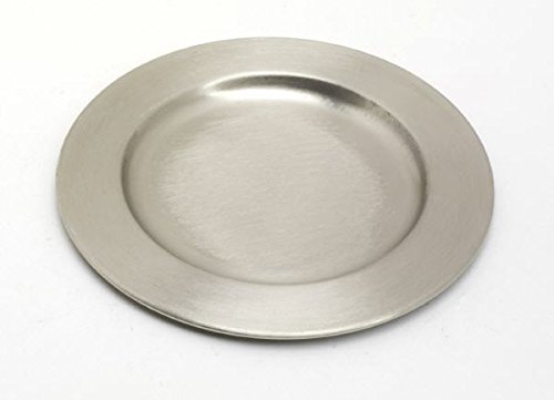 Kerzenteller, Dekoteller Messing vernickelt Silber, Innen Ø 9 cm, Außen Ø 14 cm für Kerzen