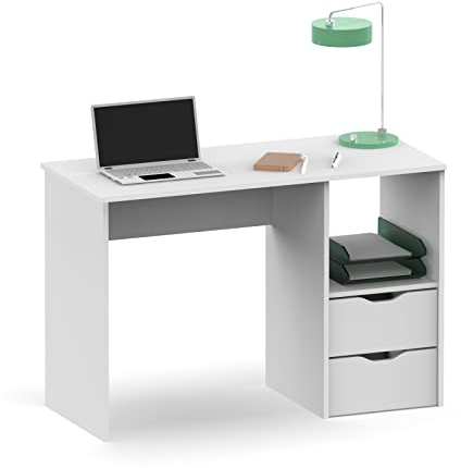 MUEBLES PITARCH | Escritorio con 2 Cajones, Mesa de Estudio, Juvenil de Ordenador, Blanca, 76x115x50cm (Alto x Ancho x Fondo) Vintage Colección Tibet