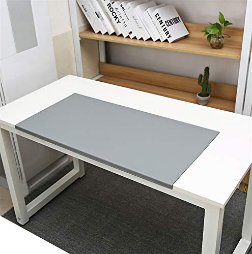 SK Studio Schreibtischunterlage mit Kantenschutz wasserdichte PU Leder, rutschfeste mit Kantenverriegelung Mausunterlage für Computertastatur, PC und Laptop Grau 60x30cm