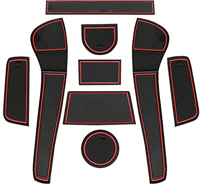 CDEFG Compatible with VW Up Seat MII Skoda Citigo 2013-2022 2023 UK Rubber Mats, Non-Slip Mats Centre Console Anti-Slip Cup Drink Holder Rubber Mat Armrest Storage Pads Car Interior Accessories (Red)