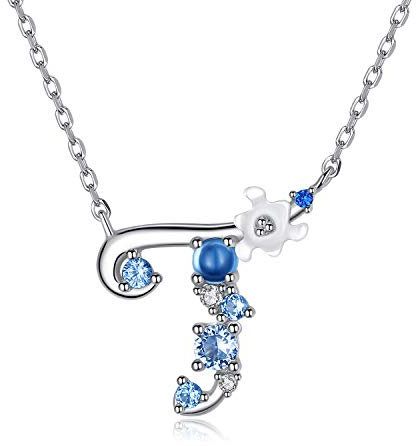 VIKI LYNN Damen Initiale Halskette Buchstabe T Alphabet Anhänger Schmuck 925 Sterling Silber und Zirkonia Anfangsbuchstaben Personalisierte Geschenke für Mädchen Frauen
