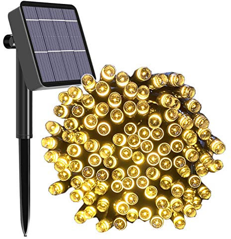 Solar String Lights Outdoor, 65ft 200 LED Solar Garden Fairy Lights Waterproof 8 Modes Solar Powered Decorative Lights for Patio, Garden, Yard, Tree, Home, Party - Warm White [Energy Class A+++]