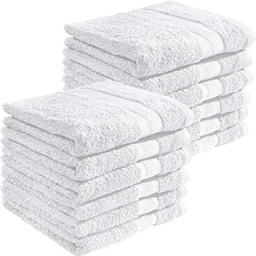 REDBEST Handtuchset, Frottierset 12er-Pack Chicago weiß Größe 50x80 cm - saugstark, strapazierfähig, ideal für Reisen, Sport (weitere Farben)