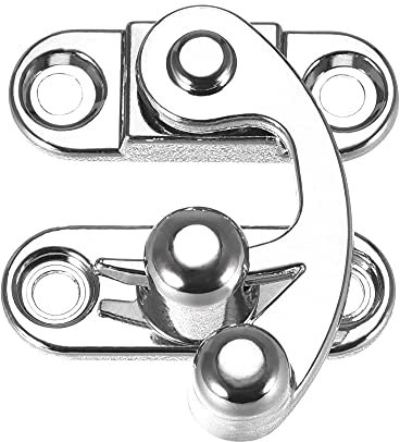 sourcing map Antique Vintage Lock Clasp Right Latch Hook Hasp 33mmx28mm Swing Arm Latch Silver Tone 2 Pcs