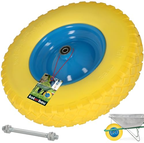 KOTARBAU® Schubkarrenrad 4.80/4.00-8 Verstärkter PU-Reifen 200 kg Komplettrad mit Achse Ø 390mm