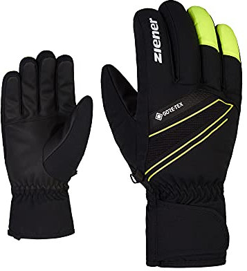 Ziener Herren Gunar Ski-Handschuhe/Wintersport | wasserdicht atmungsaktiv warm Gore-Tex, black.poison yellow, 7,5