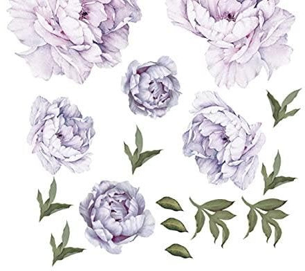 Watercolor Lilac Peony Rose Flowers Wall Stickers for Home Decoration Living Room Bedroom Wall Decals Girl Room Album Decor PVC