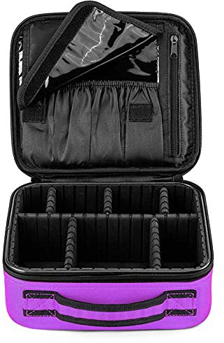 FORRICA Kosmetiktasche Damen Kosmetikkoffer Tragbar Kosmetik Organizer Travel Schminktasche Mädchen Frauen Makeup Koffer Make Up Tasche Lila