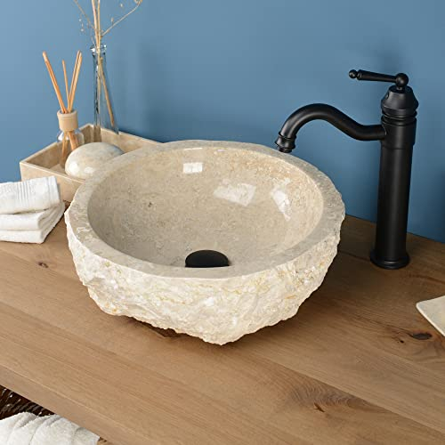 40 cm rundes Marmor Waschbecken in creme von WOHNFREUDEN - Mit Unikatauswahl