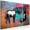 murando Akustikbild Banksy Washing Zebra Bilder Akustikschaum Hochleistungsschallabsorber Schallschutz Leinwand 3 tlg Wandbild Raumakustik Schalldämmung Graffiti Street Art
