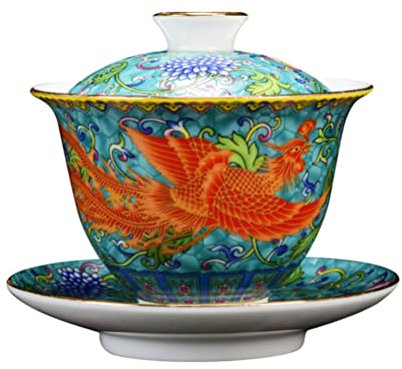 Cabilock Teetasse Mit Deckel Chinesisch 1 Set Keramik Teetasse Kung Fu Teetasse Chinesische Teetasse mit Deckel Untertasse Teeschalen Porzellan Teebecher Trinkbecher für Tee Teetasse Mit Untertasse