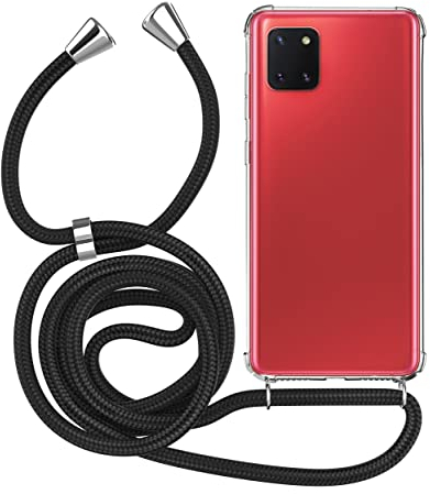 MyGadget Handykette für Samsung Galaxy Note 10 Lite - [ TPU Hülle mit verstellbaren Band ] - Handyhülle mit Handyband zum Umhängen Kordel Schnur Case Schutzhülle - Schwarz