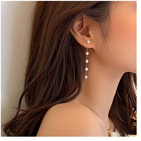 Inilbran Boho Lange Perlenohrringe Gold Lange Quaste Perlen Ohrstecker Ohrringe Vintage Perlen Anhänger Ohrringe Weiße Perle Baumeln Ohrringe Schmuck Für Frauen Und Mädchen