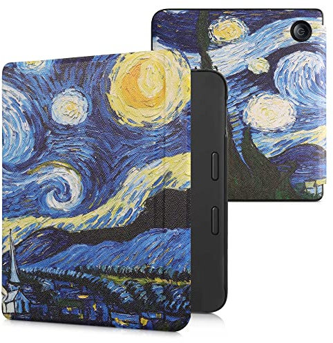 kwmobile Étui Compatible avec Kobo Libra 2 Coque - Étui à Rabat magnétique Tablette eReader Similicuir - Bleu-Jaune