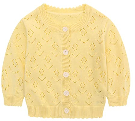 famuka Maglieria Bambina Cardigan Giacca Maglione Molla Estate Autunno Vestiti Bambina (Giallo, 6M)