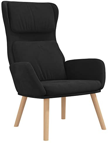 vidaXL Relaxsessel, Sessel mit Armlehne, Fernsehsessel für Wohnzimmer, Polstersessel Lesesessel Relaxstuhl mit Metallrahmen, Schwarz Samt