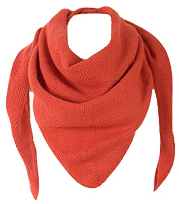 FASHION YOU WANT Damen XXL Strick Dreieck Schal mit Reiskorn Strickmuster in Unifarben, Schal, Leichtes Tuch (safran)