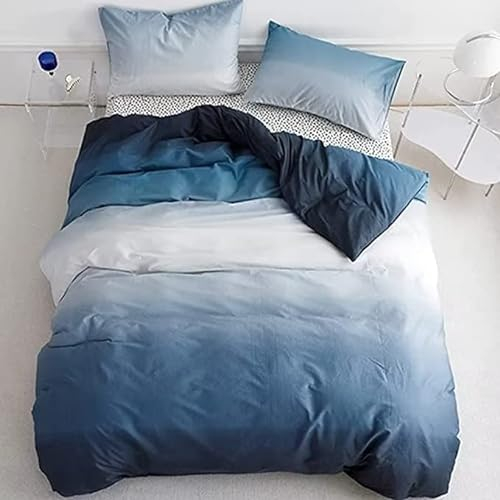 Houseri California King Size Bettwäsche-Set, Weiß und Blau, Farbverlauf, Blau