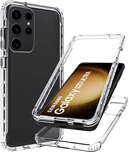 Samsung Galaxy S23 Ultra Case, 360° Bumper Case - Clear Transparent Silicone TPU & Hard Back PC For Galaxy S23 Ultra