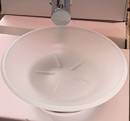 2PCS Porte-Savon en Verre de Rechange pour Accessoire de Salle de Bains Support Universel (Transparent+Givré)