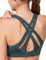 Yvette Sport BH Starker Halt Verstellbar Träger Gekreuzt Rücken Große Größen für Fitness Lauf Yoga, Grau, M Große Größen