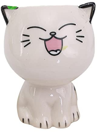 Home Plants Pot | Ceramic Cute Cartoon Animal Cat Shaped Growing Table Vase | Indoor Outdoor Garden Animal Planters for Home