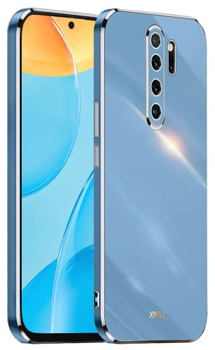 EASSGU Galvanisierter Rahmen Handyhülle für Redmi Note 8 Pro (6.53 Inches), Weiche TPU Silikon Schutzhülle - Navy Blau