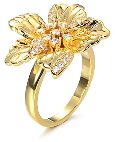 YAHOYA Schmuck Boho Braut Eheringe Mode Dubai Gold Mosaik Zirkon Kristall Blumenring Verlobungsparty Schmuck