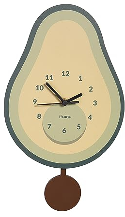Fisura – Reloj de Gato con Cola. Reloj de Pared Original. Reloj de Pared silencioso de 46 x 8 centímetros. Madera y ABS. 1 Pila AA (no incluida) (Aguacate, Verde)