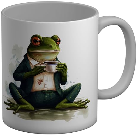 Shopagift Tea Lover Mug Frog Drinking Chai White 11oz Large Gift Ceramic Cup