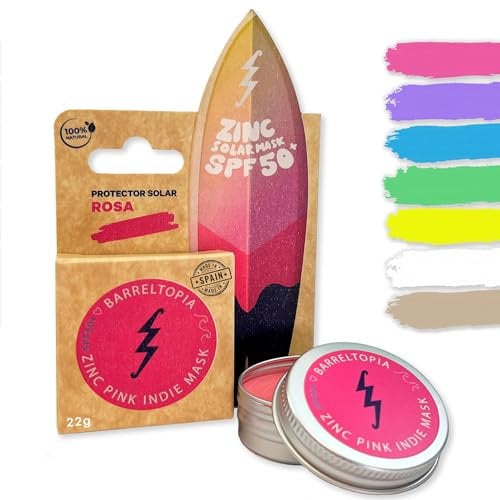Barreltopia Creme Solaire Visage SPF 50 Bio - Protection Totale Enfant et Adultes - Stick Solaire Skincare Sunscreen - Crème solaire 50 + Sun - Kit Surf Pro - Waterproof pour visage et lèvres (Rose)
