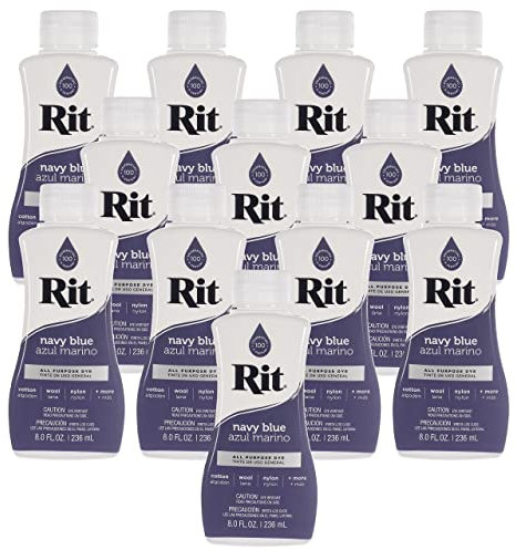 Rit Dye - Tinte líquido para telas de 8 onzas para ropa, decoración y manualidades, color azul marino (paquete de 12)