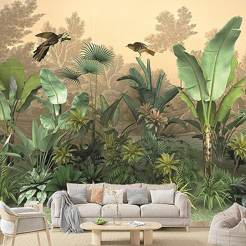 Fototapete Grünes Blatt,383cmx267cm/151 x105 Selbstklebende Fototapete Palmblatt/Bananenblatt Tapete Wasserdichtes Wandbild Großer TV Hintergrund Wandkunst 3D Wandbilder Wohnzimmer Dekoration