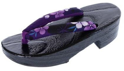 Kawaii-Story K-G-61-10 Lila Pink Sakura Blumen Holz schwarz Original Japan Geta Sandale Tabi Kimono Geisha Zehentrenner (K-G-61-10 40, EU Schuhgrößensystem, Erwachsene, Damen, Numerisch, M, 40)