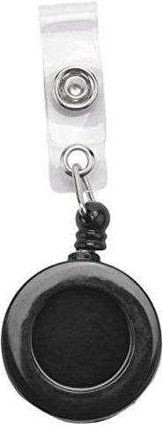 NONDK 1 Pcs Porte Badge Enrouleur Retractable YOYO Clip Bouton Pression ID Carte Cle noir