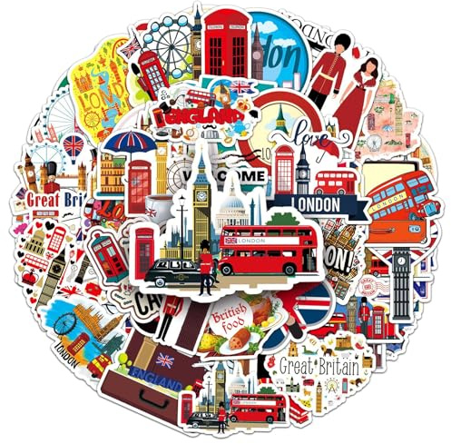 Britain London Bus Sticker Set Aufkleber Kinder Teenager 50 Stück Tiere Wasserfeste Vinyl Decals Laptop Skateboard Koffer Helm Auto Fahrrad Handy Motorrad Fahrrad Scrapbook Mitgebsel Tagebuch Tassen