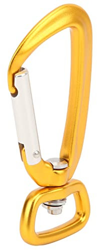 Qukaim Rotating Snap Hook Rotating Snap Hook, Aluminum Alloy Square Bottom D Ring Hooks for Dog Leash and Outdoor Kite, Golden Yellow