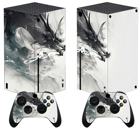 PlayVital Skin für Xbox Series X, Aufkleber Stickers Vinyl-Skins Schutzfolie Design Folie Zubehör für Xbox Series X Konsole Controller-Tintengeistdrache