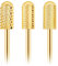 Telooco 3Pcs Gold Safety Nail Drill Bits Round Head Barrel Carbide Nail Drill Bits 5 in 1 Efile Nail Drill Bits Manicure Tools for Manicure Cuticle Removal Acrylic Gel Nails (XC & M & XF)