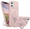 BENTIACC Liquid Silicone Case for iPhone 11, Magnetic Rugged Stand Ring, 4-Layer Shockproof Protective Case with Soft Microfibre Lining, Scratch Resistant (Pink)